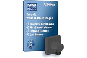Duravit Universal Gomito a parete, Gomito di collegamento alla doccia con copertura quadrata a parete, Raccordo del tubo flessibile doccia, nero opaco
