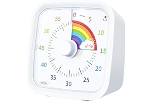 Xinbeiya Minuteur Visuel Arc-en-Ciel avec étui de Protection, Rainbow Timer Enfant Compte à Rebours de 60 Minutes Minuteur pour Enfants et Adultes, Outil de Gestion du Temps Silencieux(Blanc)
