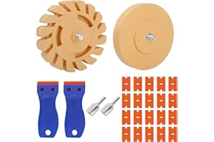 CARSEATTY 2 Stück Folienradierer Ø100 mm Radierscheibe Radierer Bohrmaschine Radiergummi Rad mit Entgummierungs-Werkzeugsatz zum Entfernen von vereiteln, Klebstoffresten, Folien und Aufklebern für Oder Auto
