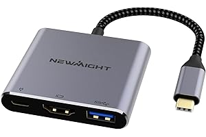 Adaptateur USB C vers HDMI avec Sortie 4K Port USB 3.0 et Port de Charge de Type C 100 W, Newmight Adaptateur multiport AV numérique pour MacBook Pro/Air, iPad Pro