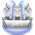 Donerton Wireless Earbuds, Bluetooth 5.4 Headphones with 4 ENC Noise Cancelling Microphone, Ear buds with HiFi Stereo Deep Bass, Bluetooth Earphones 45H Playtime LED Display, IP7 Waterproof, Violet