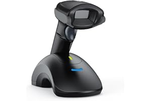 TEEMI 2D Bluetooth Barcode Scanner with USB Cradle, QR PDF417 Datamatrix Handsfree Automatic Screen Scanning with Replaceable Rechargeable 2600Mah Battery, Vibration Feedback, Support Data Formatting