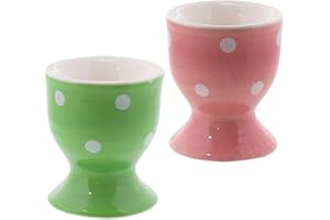 SERVETTE HOME Lot de 2 coquetiers à la coque à pois Vert Rose
