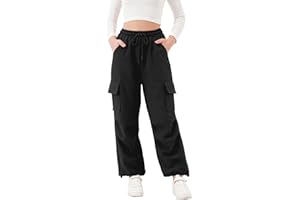 Rolanko Pantaloni Sportivi da Ragazza, con Elastico in Vita Pantaloni da Jogging Attivi Unisex con Tasche Cargo