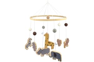 KOUHA Carillon del Vento del Bambino Baby Campanelli Eolici con Palline in Feltro Giostrina Culla Neonato Legno per Culla Decorazione e Cameretta