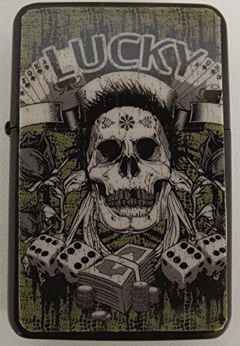 SKULL DESIGN PETROL LIGHTER IN GIFT TIN (Matt Black)