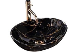 GTM Design Countertop Washbasin, Gloss Modern Sink without Tap Hole, Elegant Countertop Washbasin, Oval for Bathroom and Guest Toilet, Bathroom Sink Only, Model 11