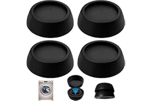 VooGenzek 4 Sztuki Uniwersalne Podkładki Antywibracyjne pod Pralkę, Amortyzujące Podkładki Gumowe pod Pralkę, Podkładki Antywibracyjne pod Suszarkę, do Suszarki, lodówki, Krzesła Stołowego (Czarny)