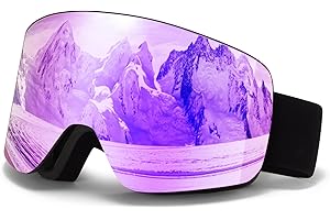 VCOROS Masque de Ski,YH227 Lunettes de Ski OTG pour Unisexes Ajustables Taille Anti Buée Anti-Poussière Coupe-Vent Anti-UV Lunettes de Snowboard pour Sports Hiver