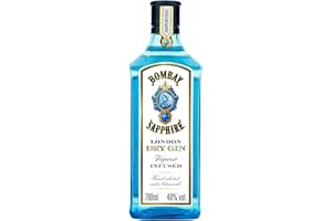 Bombay Sapphire Distilled Premium London Dry Gin, per Dampfinfusion hergestellt mit 10 erlesenen exotischen Botanicals, ideal