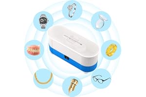 RUIQAS 3-In-1 Ultrasonic Professional Contact Lenses/Eyeglass/Watch/Jewelry Cleaning Machine Washing Cleaner Glasses Box, Battery Powered (Color : Blue)