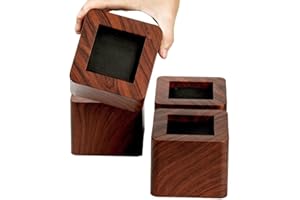 Nisorpa 4 Pack Bed Risers 3 Inch Heavy Duty Elephant Feet Chair Raiser Furniture Risers Lift Sofa Table Chairs Leg Risers Storage Wood Color