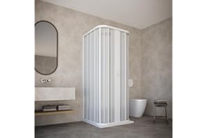 HDCASA Box doccia 70x90x70 modello Dora a 3 lati riducibili doppia anta con apertura centrale a soffietto in pvc di colore bianco