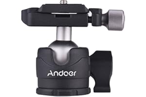 Andoer Mini Rótula de Bola, Cabeza de Bola de Trípode 360° Giratorio con Zapata rápida y Nivel de Burbuja para Canon Nikon Sony DSLR Cámara iPhone X 8 7 6s Plus, Samsung Galaxy , GoPro Hero 6/5/4/3 +