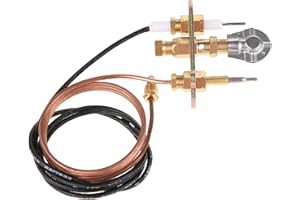 Aupoko Burner Pilot Kit, M8*1 Thermocouple and 900mm Ignition Pilot, Propane Igniter Kit DIY Safety Replacement Parts for Natural Gas Heater, Fire Pit, Fireplace