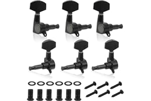 PLAPOT 6 Piezas Afinador de Guitarra, Afinador de Guitarra Acústica 3R 3L, Clavijas de Afinación de Cuerdas de Guitarra, Afinadores de Guitarra con Bloqueo para Guitarra Eléctrica, Negro