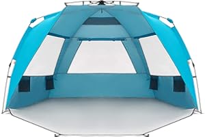 Easthills Outdoors Instant Shader Enhanced Pop Up Beach Tent Instant Sun Shelter with UPF 50+ UV Protection Double Silver Coating for Kids & Family Pacific Blue