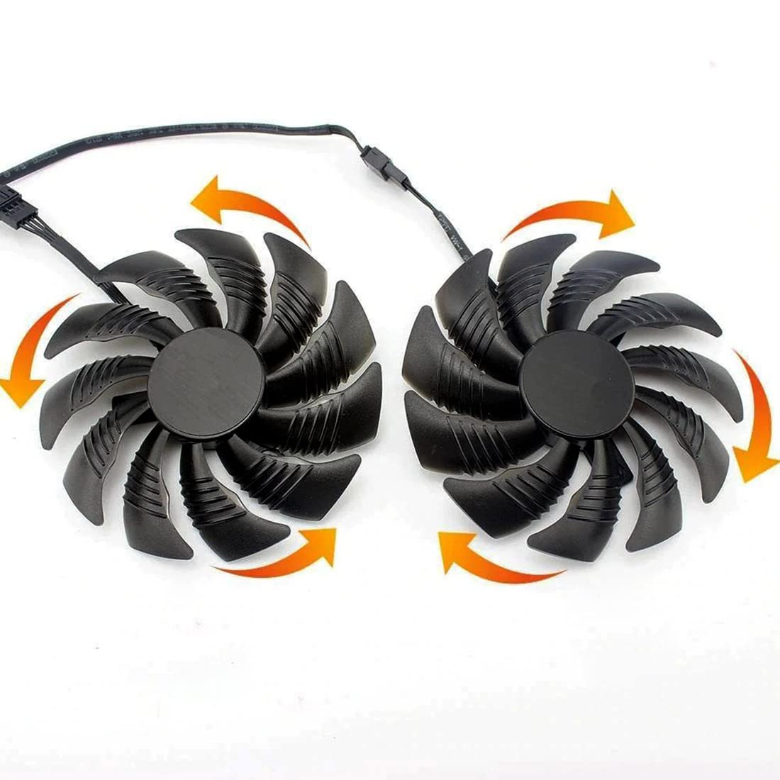LIRAMARK GIGABYTE Compatible Replacement Fan 1050/1050Ti, 1060, AORUS RX 570/580 RX 5500/5600 XT (Set of 2 - One clockwise One Anti Clock Wise)