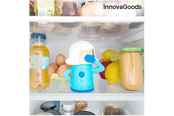 InnovaGoods - Déodorant Réutilisable pour Réfrigérateurs Fummom, Neutralise Mauvaises Odeurs, Éco-Responsable, Fonctionne avec Bicarbonate, Indicateur Mensuel, Bleu, 14x12x9 cm, Plastique