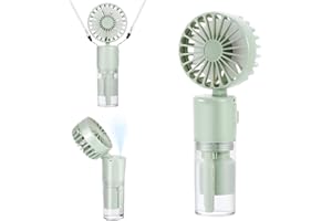 JIZZU Tragbarer Handventilator mit Wassernebel, 4000mAh Mini Ventilator USB, Wasserventilator mit 4 Geschwindigkeiten, Batteriebetriebener kleiner Ventilator für Büro, Reise und Camping (Grün)