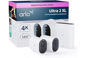 Arlo Ultra 2 XL Security Camera Outdoor, 4K UHD, Wireless CCTV, 12-Month Battery, Colour Night Vision, Weatherproof, Bright Spotlight, 2-Way Audio, 2 Cam Kit, Free Trial of Arlo Secure