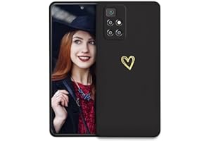 POUHYE Funda para Xiaomi Redmi 10 4G/Redmi 10 2022 Carcasa, [Protección de cámara] Case con Moda Love-Heart Patrón Ultra Fina Suave TPU Silicona Carcasa Anti-Choques Anti-Arañazos Funda Negro