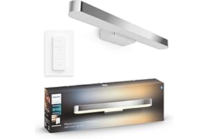 Philips Hue – Lámpara inteligente, Hue Adore, Aplique Mural LED Inteligente, Luz Blanca de Cálida a Fría, Compatible con Alexa y Google Home, Color Cromado