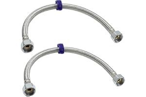 ENJIROR Flexible Tap Connector Pack of 2 Stainless Steel 1/2" X 1/2" Bsp 40cm Braided Plumbing Fittings Corrosion Resistant Toilet Replacement Pipe for Homes Kitchen Bathroom Sink Tap