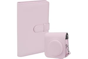 ZUIKAKU Schutzhülle PU Leder Tasche Abdeckung für Fujifilm Instax Mini 12 Instant Kamera mit abnehmbarem verstellbarem Riemen, 108 Taschen Fotoalbum für Instax Mini 12（Posa）
