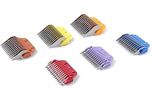 Furzone Wide Clipper Guard Comb Attachment Short 6 Pack Set Stainless Steel Attachment Guide Comb Set for Detachable Blade Pet, Dog, Cat Grooming