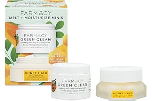 Farmacy Melt + Moisturize Minis Duo - Green Clean Makeup Remover Cleansing Balm & Honey Halo Ceramide Face Moisturizer - The Perfect Makeup Removing & Moisturizing Skincare Routine