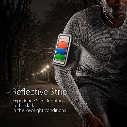 Handy Armband, Spigen Velo [Universal Leichtgewicht] [Kristall klarer Bildschirm] [Stabiler doppelt-genähter Klettverschluss] Ultra Softes Armband Handy Halter Sport, Sportarmband, Laufen Joggen verstellbares Armband für iPHone 7 Plus/7/6s/6 Plus, Samsung Galaxy S8/S8 Plus/S7/Galaxy S7 Edge/Google Pixel/Pixel XL, Huawei, OnePlus und alle Smartphones bis zu 5,5″, Hülle, Case, Tasche, Schutzhülle Laufen Joggen Jogging Gym Fitness-Studio Fitness mit Schlüsselhalter – A700 - 6