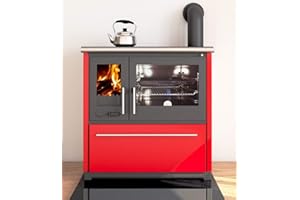 EEK A+ Küchenofen Holzherd Plamen 850 rot, rechte Version - 8 kW Dauerbrandherd
