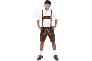 Cuir Craft Authentic Lederhosen German Bavarian Lederhosen Oktoberfest Choc Brown Short Length