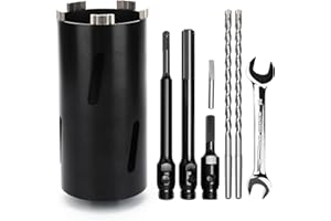 MOXPIFY Couronne de forage 110 mm, longueur utile 200 mm avec tige Sds Plus 220 mm, SDS max 220 mm, tige hexagonale 110 mm, foret de centrage 10 x 240 mm, pour maçonnerie