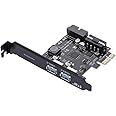 Wscoficey PCI-E to USB 3.0 2-Port PCI Express Card Mini PCI-E USB 3.0 Hub Controller Adapter with Internal USB 3.0 19-Pin Connector and 5V 4 Pin Male Power Dual Port Connector