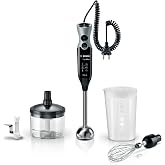 Bosch - Hand blender, Ergomixx, 750 W, 12+1 speeds, QuattroBlade, Black | Complete kit with chopper, whisk and ice crusher bl