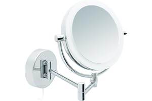 ‎LIBARO Libaro LED Kosmetikspiegel Modena – 360° Wand-Schminkspiegel mit Dimmer, Tageslicht-LEDs & 5x/10x Vergrößerung für perfektes Make-up