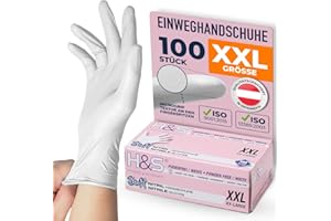 ‎ISC HYGIENE & SAFETY ISC Hygiene & Safety Nitrilhandschuhe XXL, Einweghandschuhe, Einmalhandschuhe, Kochhandschuhe Lebensmittel - 100 Stück Größe 11 XXL weiß - puderfrei non latex latexfrei - Gummihandschuhe Einweg