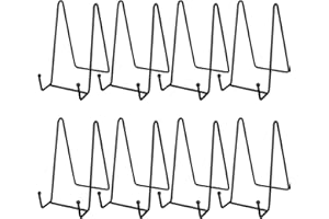 LOLYSIC Display Stands 6 Inch Metal Picture Frame Holder Plate Stand Display Holders Photo Frame Stand Easel Display Stand for Decorative Plate Dish Books Art Craft Tabletop, Pack of 8, Black