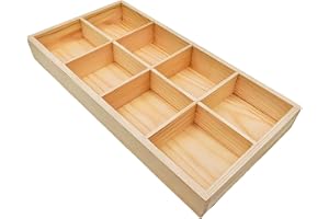 Anktily Råträ förvaringslåda med 8 fack, presentationslåda för strumpor, underkläder, träpresentationsbricka för smycken, sam