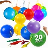 Nistabolje 20 Adet Lastikli Zıpzıp Balon İpli Punch Pan&ccedil; B&uuml;y&uuml;k Balon