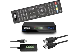 ARLI AH1 HD Sat Receiver – DVB-S2 Digitaler Satellitenreceiver, Full HD 1080p HDMI Astra/Hotbird/Türksat vorprogrammiert USB Externes Display Netzteil 12V Camping geeignet