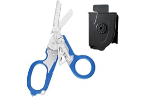 MCDSAJ 6-in-1-Multifunktions-Klappschere für Notfälle, Notfallschere mit Gurtschneider und Glasbrecher, Campingschere im Freien, Rettungswerkzeug, schwarz