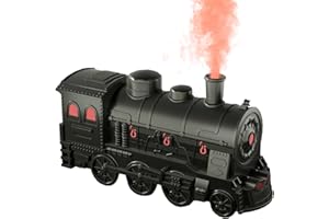 GIVOKE 300ml Retro Steam Train Humidifier for Bedroom, Remote Control Essential Oil Diffuser Mist Humidifier with Auto Off/7 Light/Simulated Train Sound for Home Office Desktop (B)