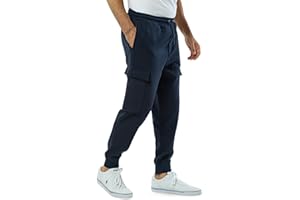 SPIRIT OF ESSEX Cargo Joggers for Men UK, Elasticated Waist Tracksuit Bottoms Men, Jogging Bottoms with Zip Pockets, Mens Trousers Activewear Perfect for Casual & Sports Activities