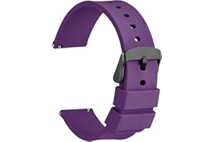 WOCCI Cinturino in Silicone Fibbia Nera, Sgancio Rapido, 13 Colori Cinturini di Ricambio per Orologi in Gomma, 14mm 16mm 18mm 20mm 22mm 24mm
