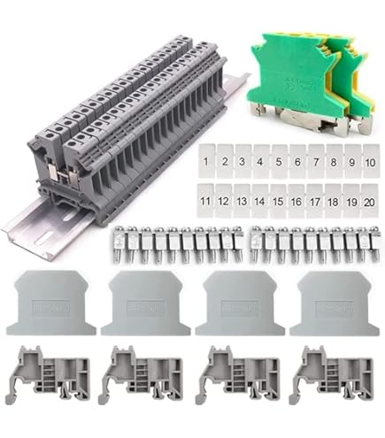 5 stuks klemblokken voor montage op DIN-rail, zekeringhouder, krimpverbinding, schroefbevestiging, elektrische klemmen voor elektronische schakelingen