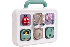 Clnyrwcb Toddler Busy Board for 1-3 Year Olds, 6-in-1 Montessori Sensory Toys with Fidget Switches & Gears, Travel Activity Toy for Airplane Car, Screen-Free Learning Gift for Boys Girls 1 2 3