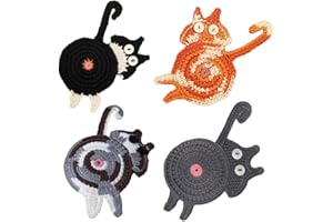 ONECUT 4PC Drink Coaster Cat Gifts for Cat Lovers, Fun Woven Creative Coasters,Cute Coffee Coaster for Home Decor Tabletop Protection Suitable for Kinds Cups